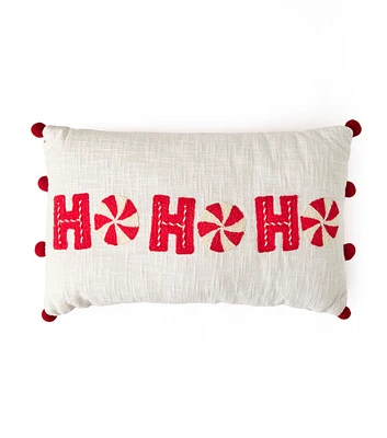 20.5" x 12.5" Christmas Ho Ho Ho Peppermints Pillow by Place & Time