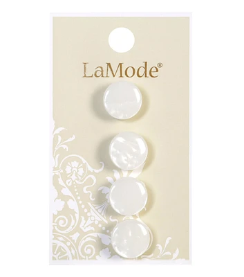 La Mode 1/2" White Shank Buttons 4pk