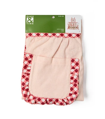 34" Pink Strawberry Cotton Apron by Place & Time