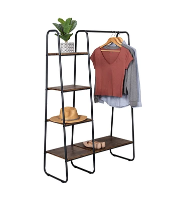 Honey Can Do 60lbs Freestanding Metal Clothing Rack With Wood Shelves