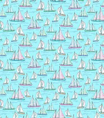 Fabric Traditions Sailboats on Blue Premium Cotton Fabric