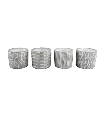 Flora Bunda 4" Gray Cement Pattern Pots 4ct