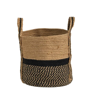 Nearly Natural 13" Boho Handwoven Jute Basket With Handles