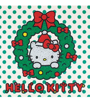 8" Christmas Hello Kitty Wreath Diamond Painting Kit