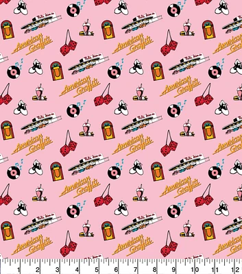 American Graffiti Hot Rod Pop Culture Cotton Fabric