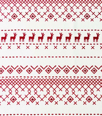 Red & White Gradient Fair Isle Christmas Luxe Flannel Fabric