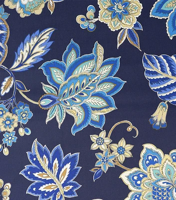 Stitch & Sparkle Jacobean on Blue Duck Cotton Canvas Fabric