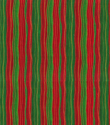 Fabric Traditions Red Green Wavy Striped Christmas Glitter Cotton Fabric