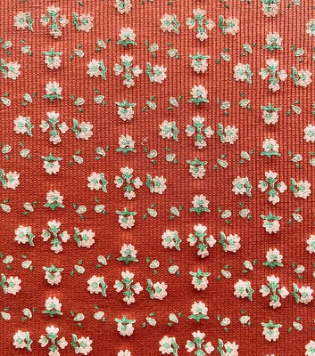 Red Flower Geometric Rib Knit Fabric