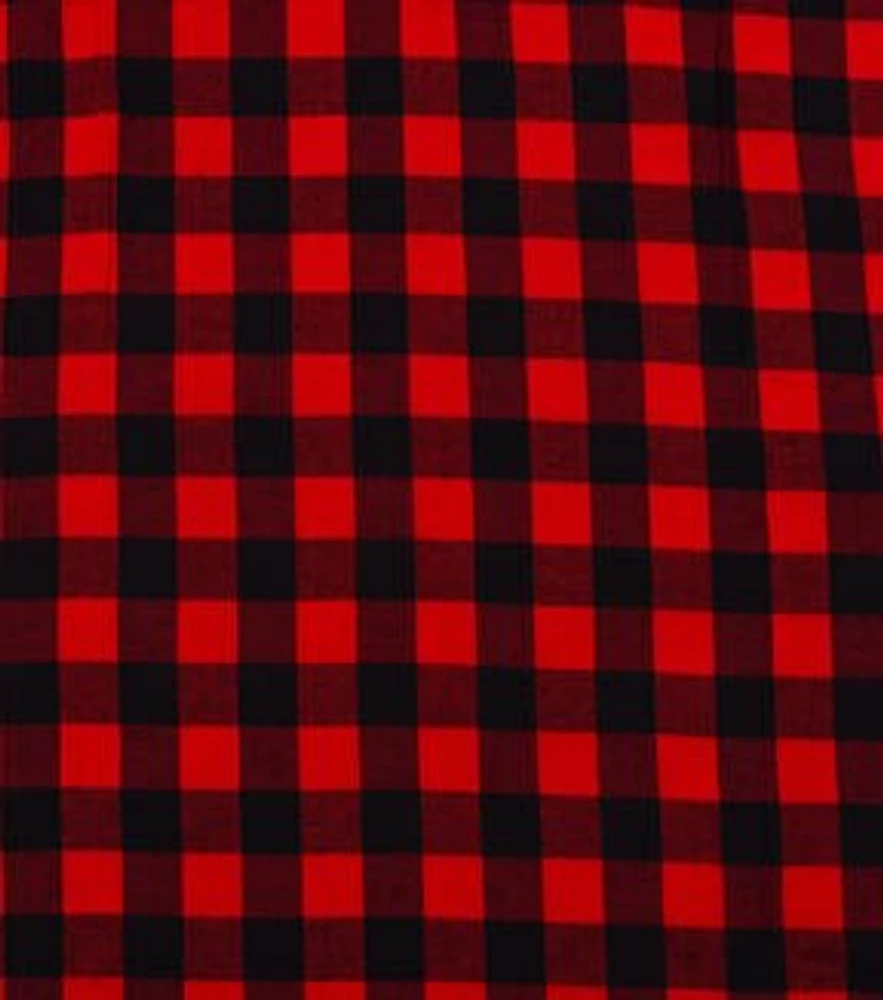 Red & Black Buffalo Check Flannel Shirting Fabric