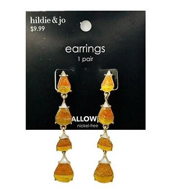 3" Halloween Candy Corn Dangle Earrings