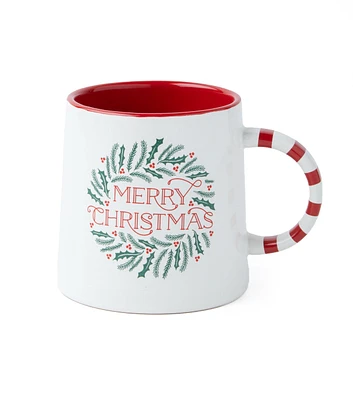 5" Cream Merry Christmas Wreath Mug by Place & Time