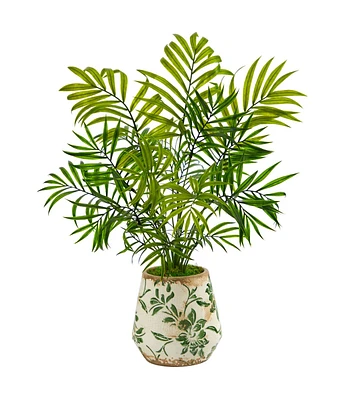 Nearly Natural 18" Mini Areca Palm Artificial Plant in Floral Vase