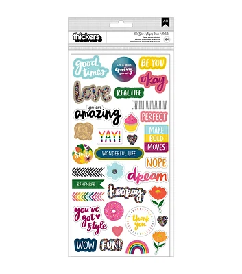 American Crafts Thickers Slice Of Life Foam Phrase Stickers