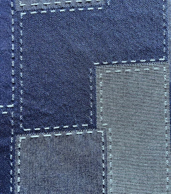 Blue Patchwork Denim Fabric