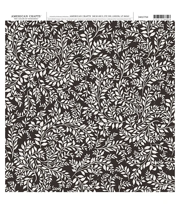 American Crafts Black White Leaves Single Sheet