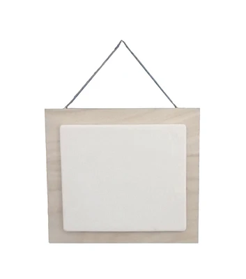 Park Lane Small Wood & Ceramic Square Wall Decor