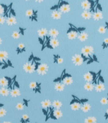 Blue Daisy Floral Blizzard Prints Fleece Fabric