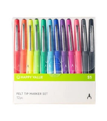 12ct Felt Tip Pen Set by Happy Value