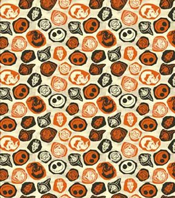 Disney Nightmare Before Christmas Jack Faces on Cream Cotton Fabric