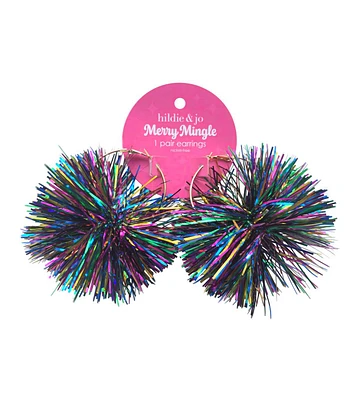 1ct Christmas Tinsel Pom Pom Hoop Earrings by hildie & jo