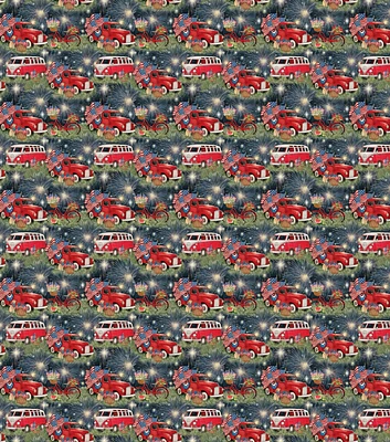 Susan Winget Red Cars Patriotic Cotton Fabric