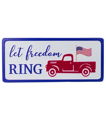 Northlight 12" Patriotic Metal Let Freedom Ring With Red Truck Sign