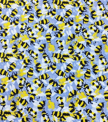 Busy Bees on Blue Super Snuggle Flannel Fabric