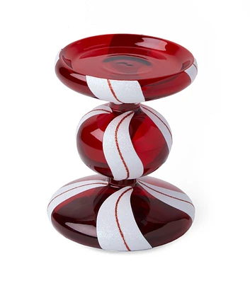 6" Christmas Red & White Candle Holder by Place & Time