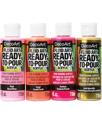 DecoArt 4oz Fluid Art Groovy Gold Acrylic Paint 4ct