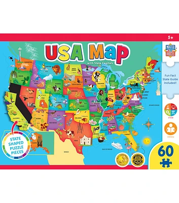 MasterPieces 16.5" x 13" USA Map State Shaped Jigsaw Puzzle 60pc