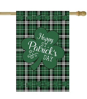 Northlight 28" x 40" Happy St. Patrick's Day Plaid Outdoor House Flag