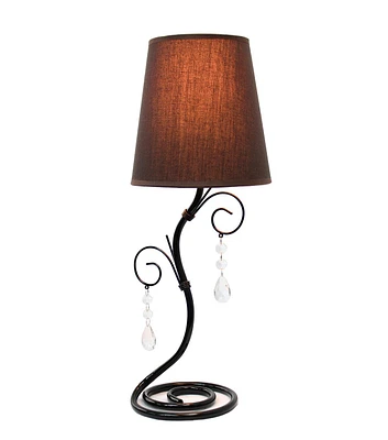 All The Rages Vine Table Lamp with Fabric Shade and Hanging Crystals