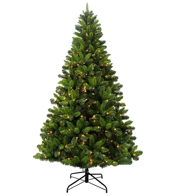 7.5' Pre Lit Green Christmas Tree With Metal Stand by Place & Time