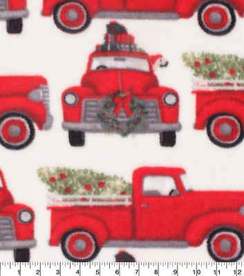 Dogs in Red Trucks Anti Pill Fleece Fabric