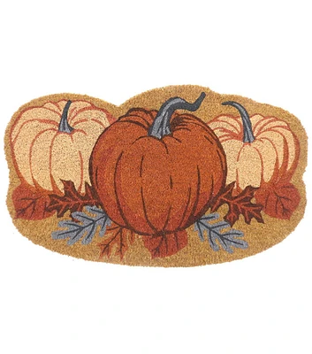 30" x 18" Fall Brown Pumpkin Coir Doormat by Place & Time