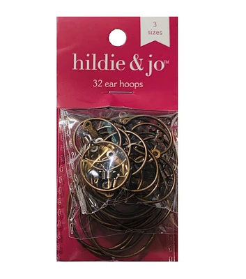 32ct Oxidized Brass Round & Teardrop Metal Ear Hoops by hildie & jo