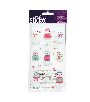 American Crafts Puffy Stickers Cat Snowmen