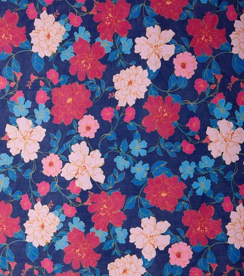 Draper James Floral on Blue Knit Mesh Fabric