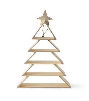 24" Christmas Wood Layered Tree Shelf by Place & Time