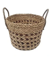 16" Water Hyacinth Woven Basket With Handles by Place & Time