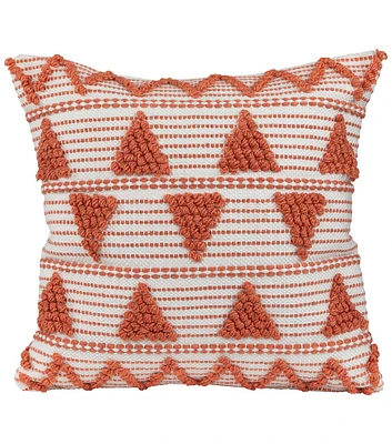 Northlight 20" Summer Orange & Cream Handloom Woven Indoor Pillow