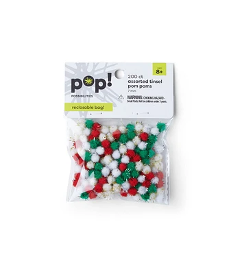 POP! Tinsel Poms 7mm Multi 200ct