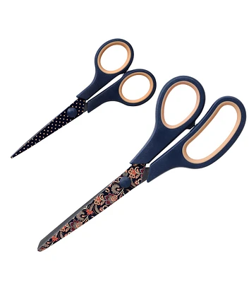 SINGER 8.5” Fabric Scissors and 5.5” Detail Craft Scissors with Paisley Polka Dot Prints