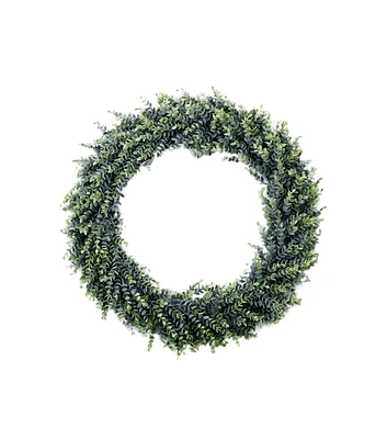 Nearly Natural 20" Green Artificial Eucalyptus Boxwood Wreath