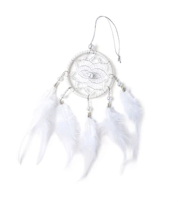 9.5" White Dreamcatcher With Feathers by Happy