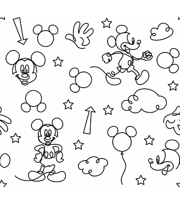 RoomMates 18" x 18' Disney Mickey Mouse Line Art Peel & Stick Wallpaper