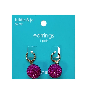 1" Christmas Pink Disco Ball Earrings by hildie & jo