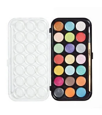 Kingart Watercolor Pan Set Pearlescent Colors 21pc