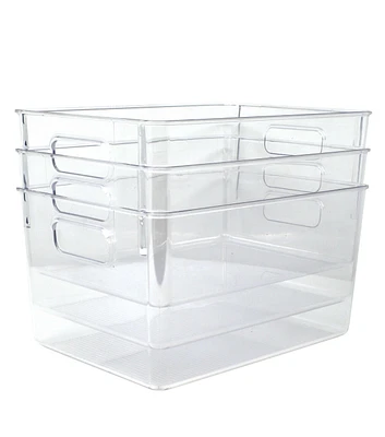 11" Clear Plastic Storage Bins 3pk by Top Notch